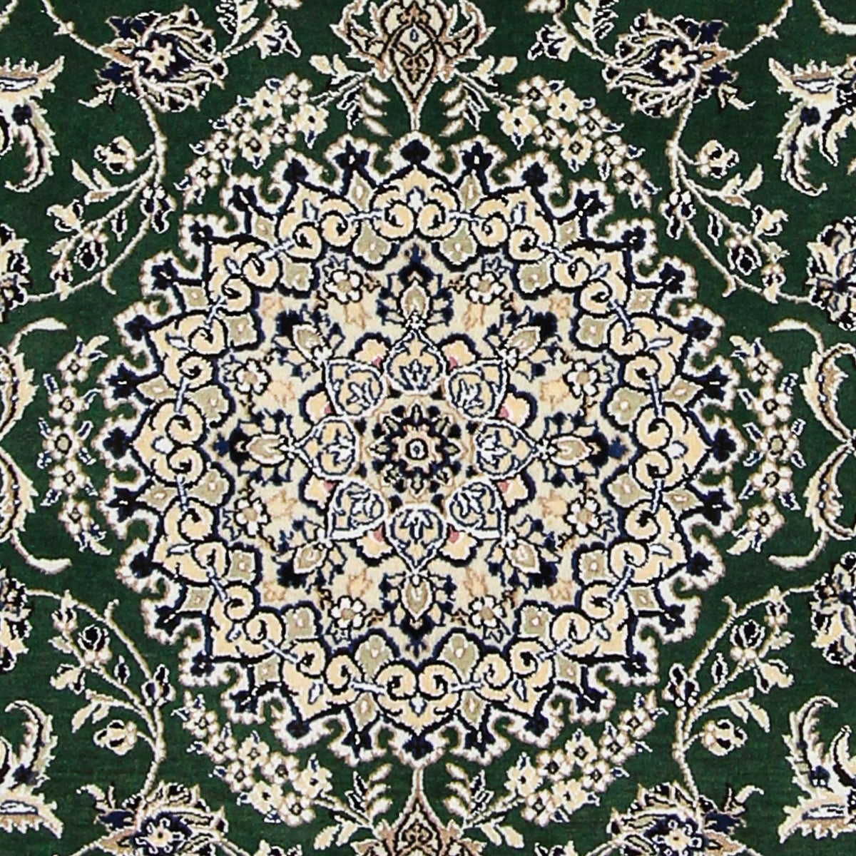 Alfombra Persa - Nain - Real - 202 x 133 cm - verde oscuro