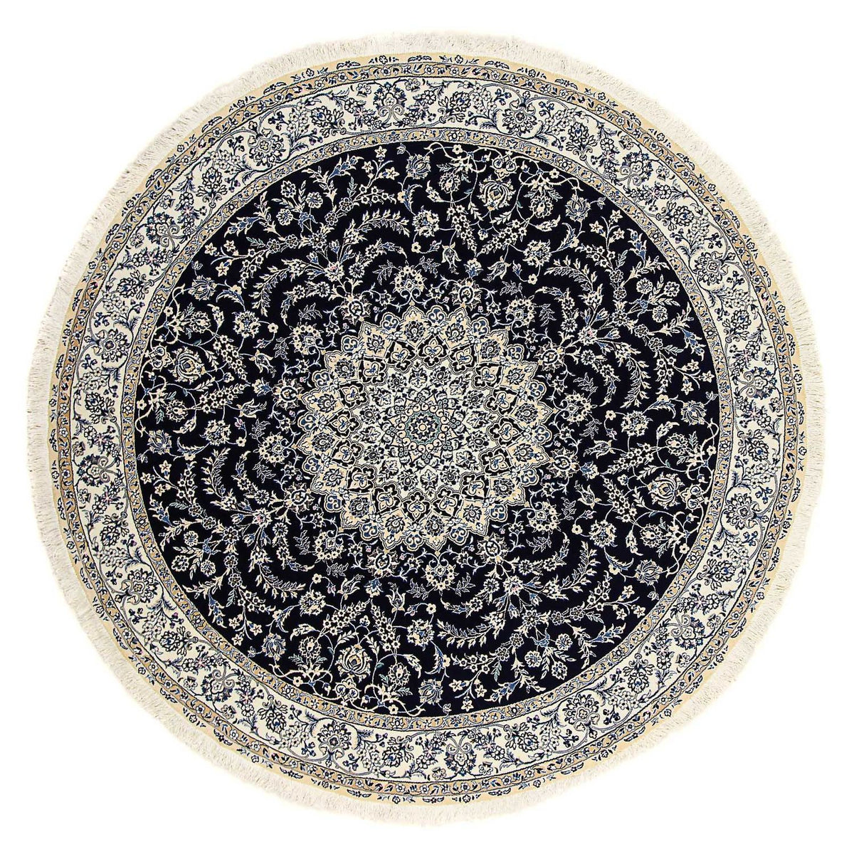 Alfombra Persa - Nain - Real redondo - 260 x 260 cm - azul oscuro