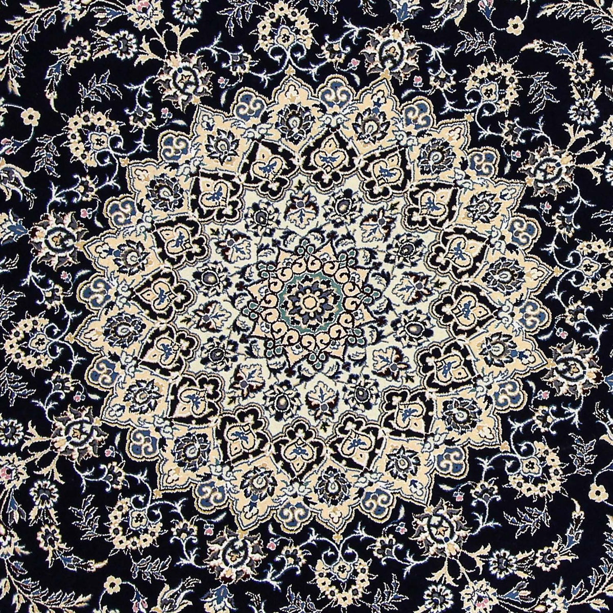 Alfombra Persa - Nain - Real redondo - 260 x 260 cm - azul oscuro