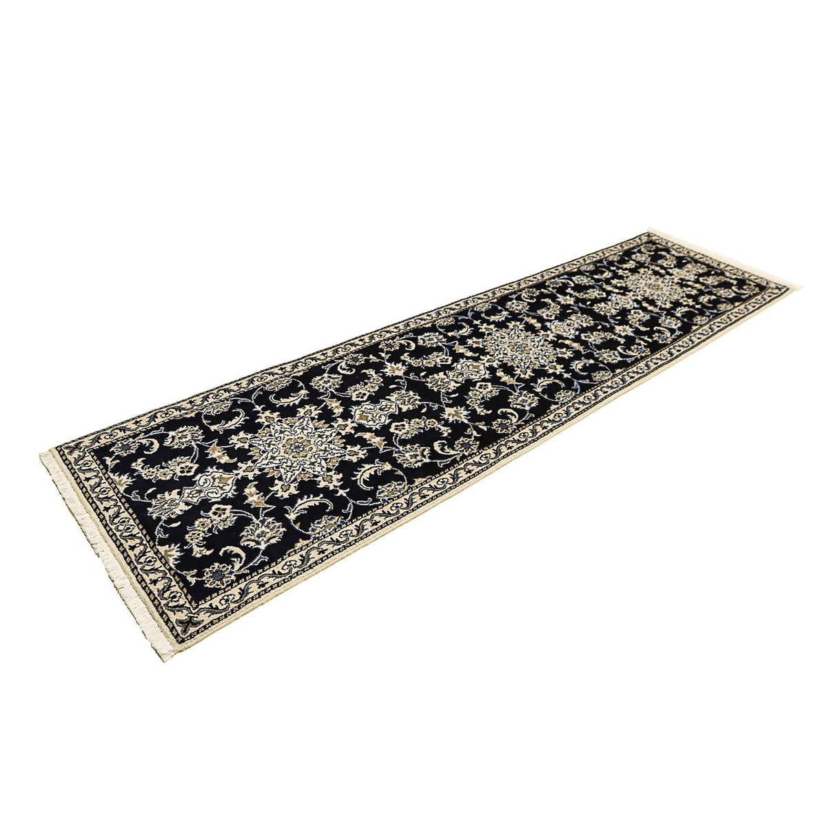 Alfombra de pasillo Alfombra persa - Nain - 290 x 78 cm - azul oscuro