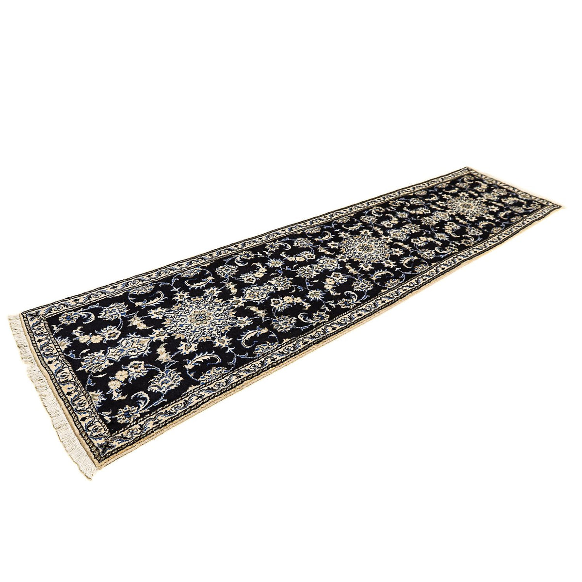 Alfombra de pasillo Alfombra persa - Nain - 310 x 78 cm - azul oscuro