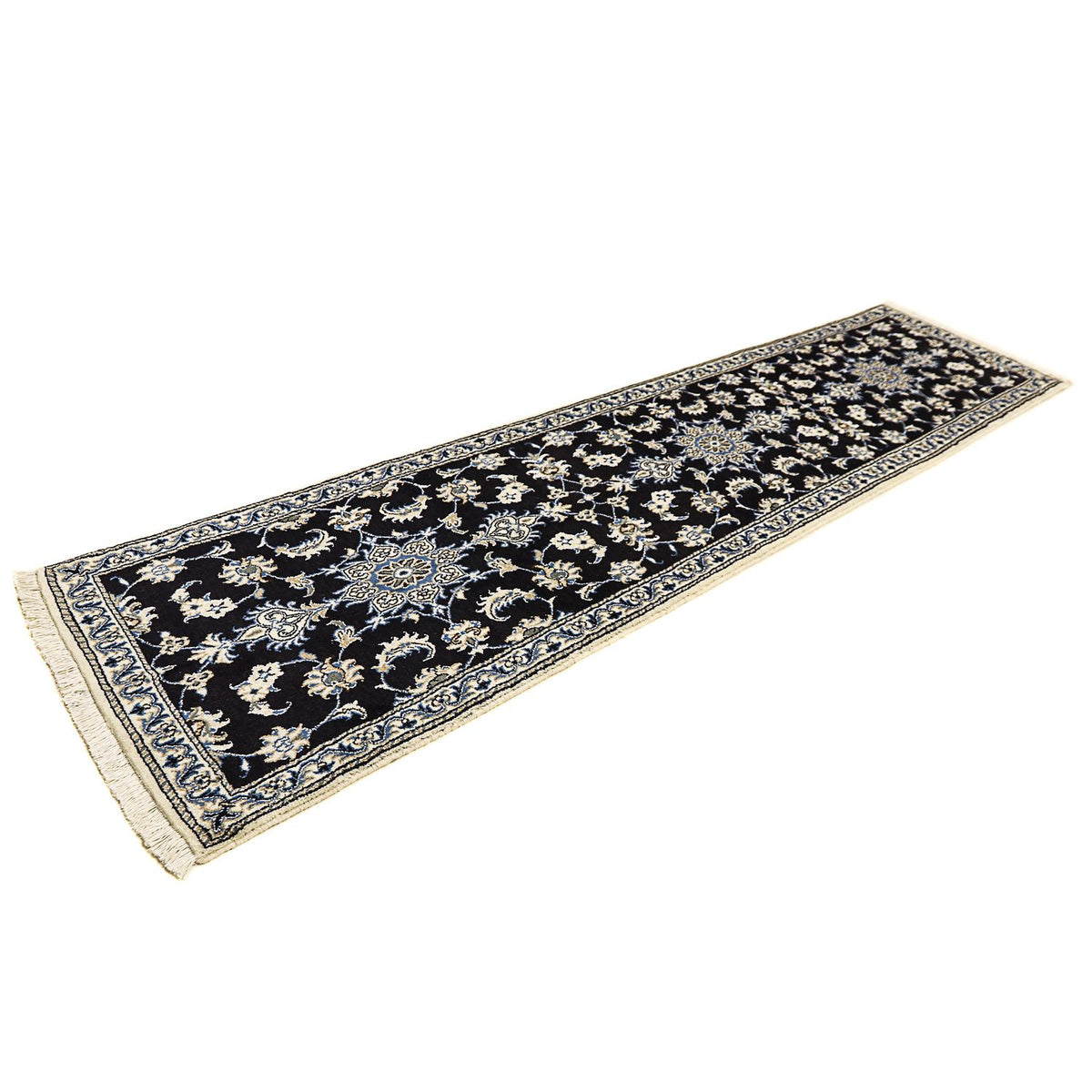 Alfombra de pasillo Alfombra persa - Nain - 297 x 76 cm - azul oscuro