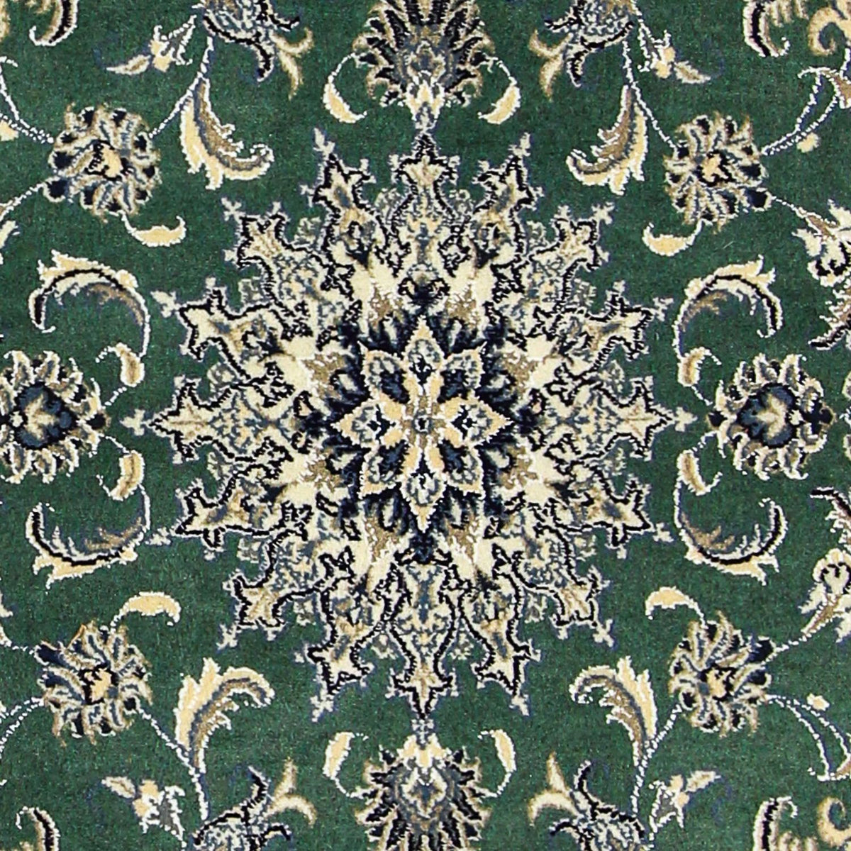 Alfombra persa - Nain - 203 x 115 cm - verde oscuro