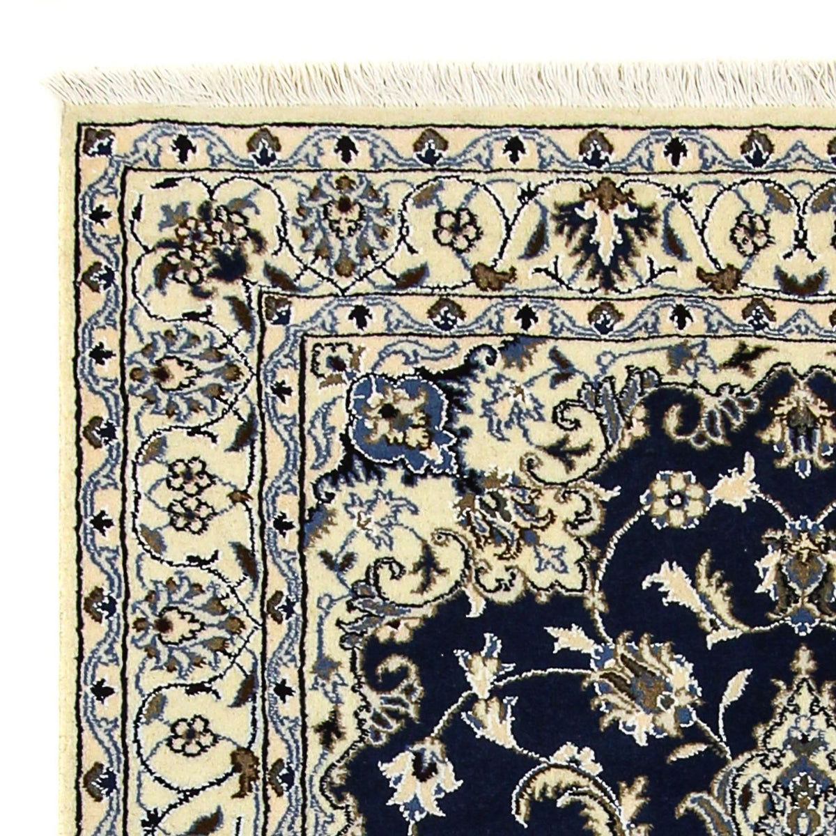 Alfombra persa - Nain - 203 x 120 cm - azul oscuro