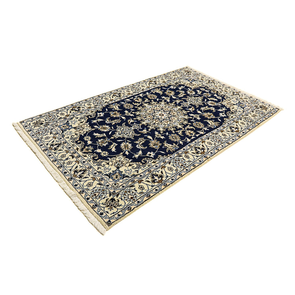 Alfombra persa - Nain - 203 x 120 cm - azul oscuro