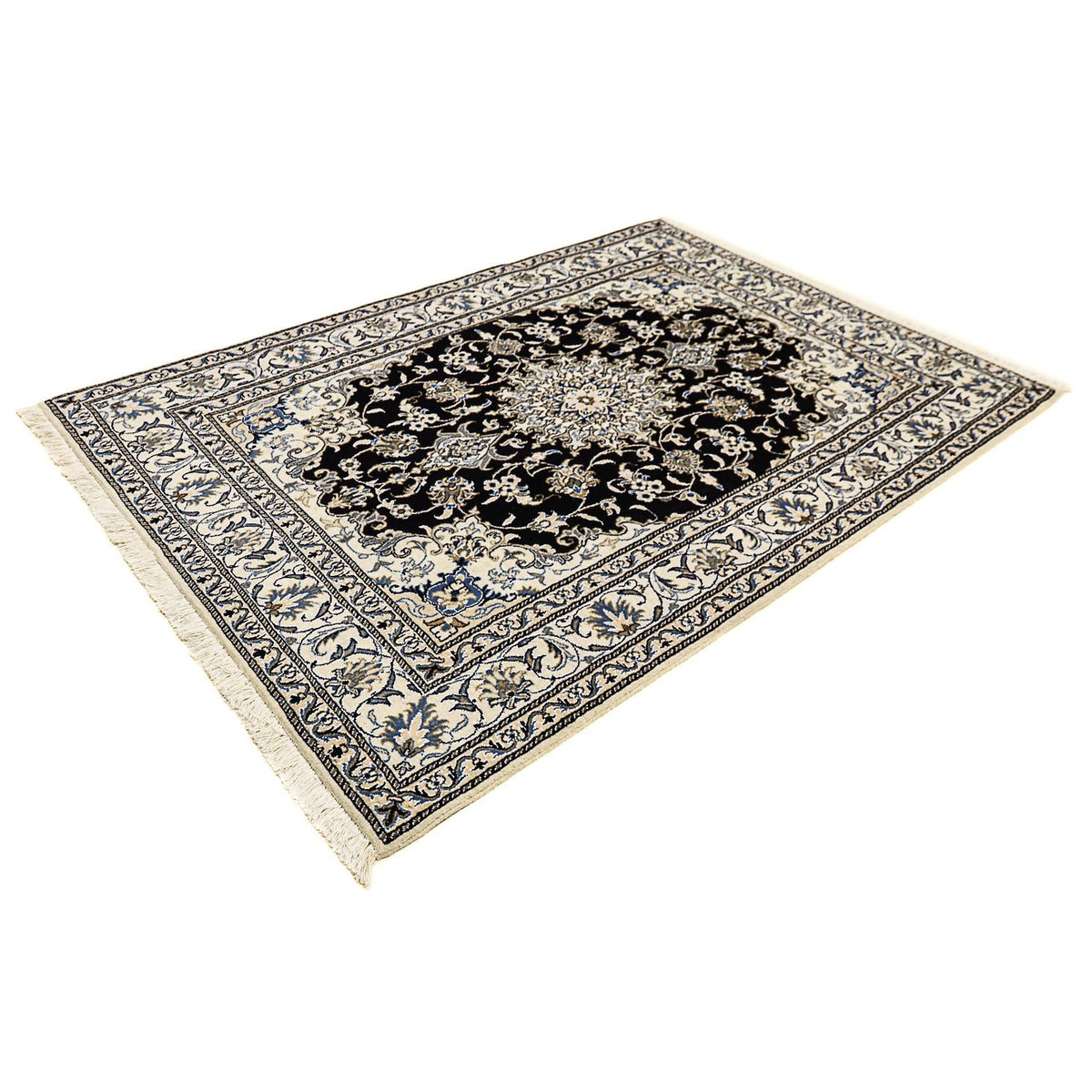 Alfombra persa - Nain - 207 x 146 cm - azul oscuro