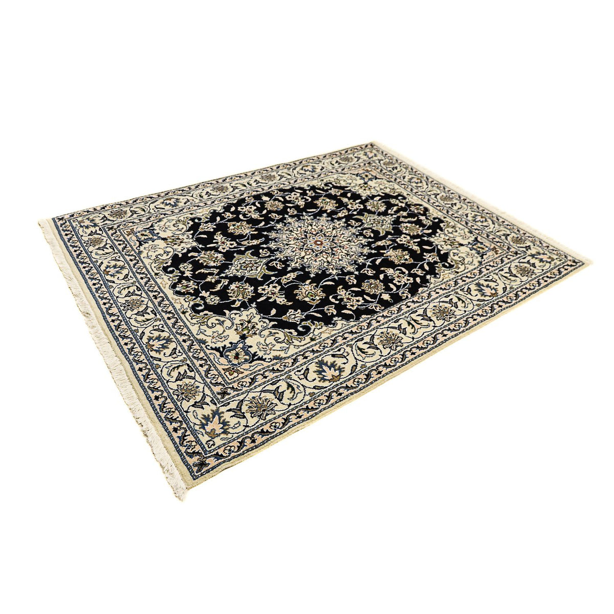 Alfombra persa - Nain - 193 x 147 cm - azul oscuro