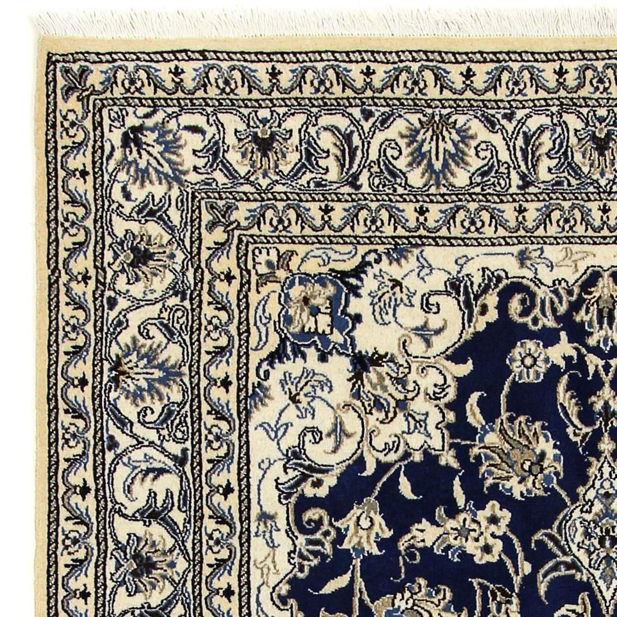 Alfombra persa - Nain - 198 x 151 cm - azul oscuro