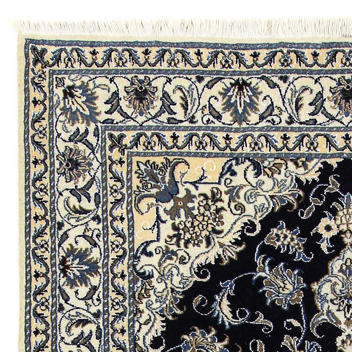 Alfombra persa - Nain - 206 x 147 cm - azul oscuro
