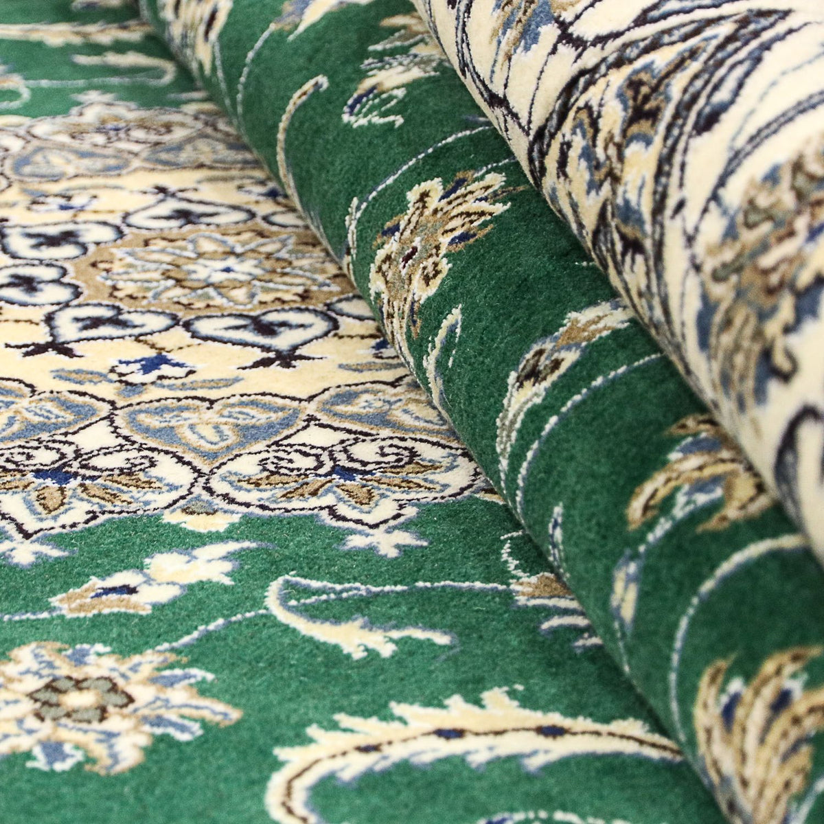 Alfombra persa - Nain - 286 x 200 cm - verde oscuro