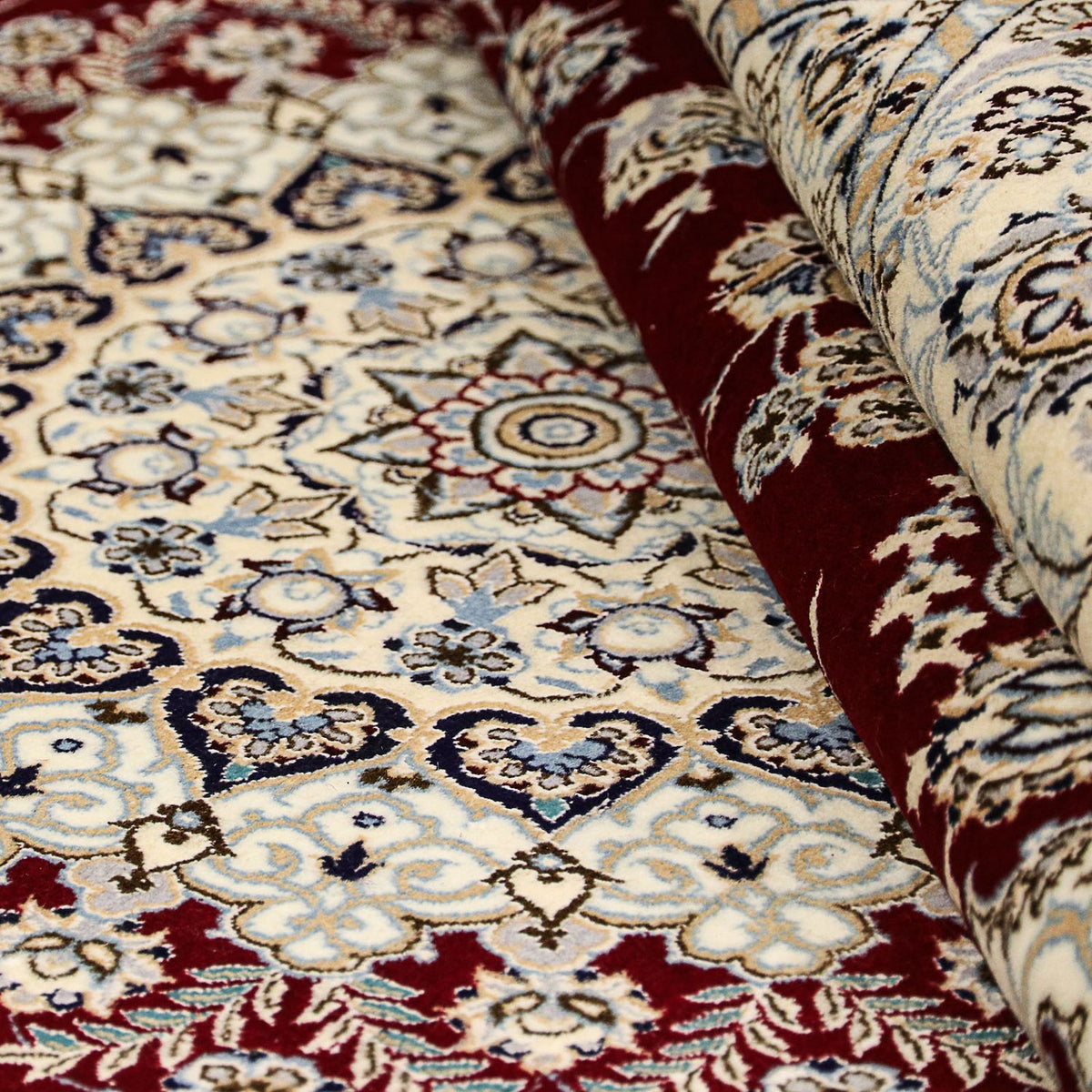 Alfombra Persa - Nain - Prima cuadrado - 207 x 206 cm - rojo oscuro