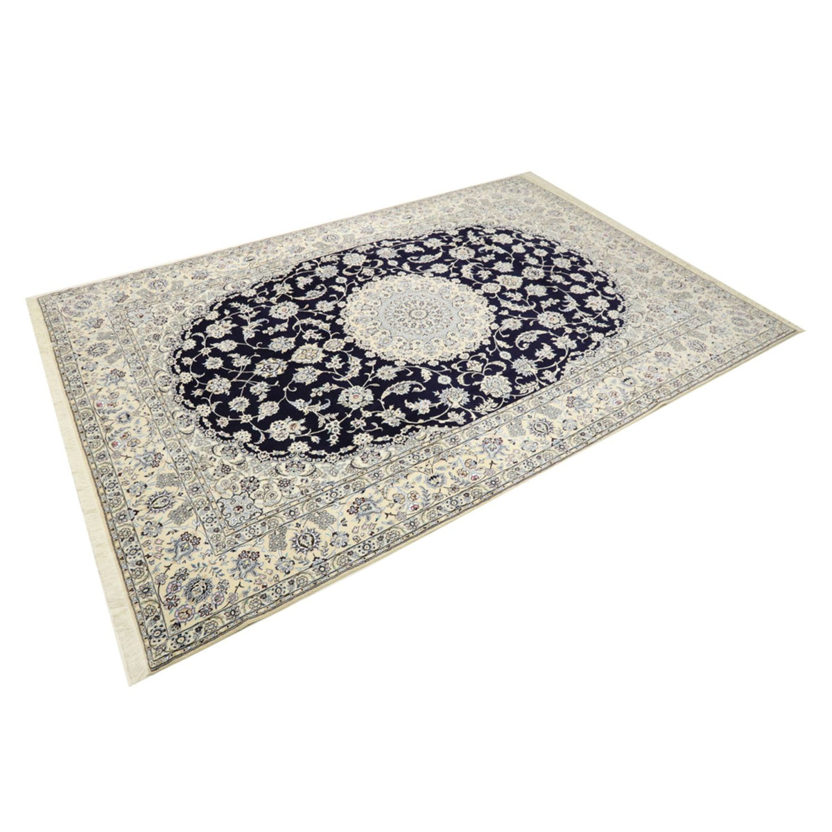 Alfombra Persa - Nain - Real - 360 x 248 cm - azul oscuro