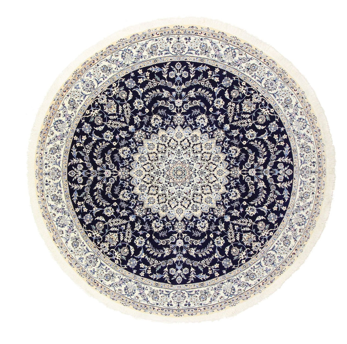 Alfombra Persa - Nain - Real redondo  - 260 x 260 cm - azul oscuro
