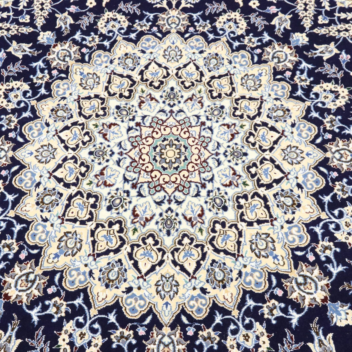 Alfombra Persa - Nain - Real redondo  - 260 x 260 cm - azul oscuro