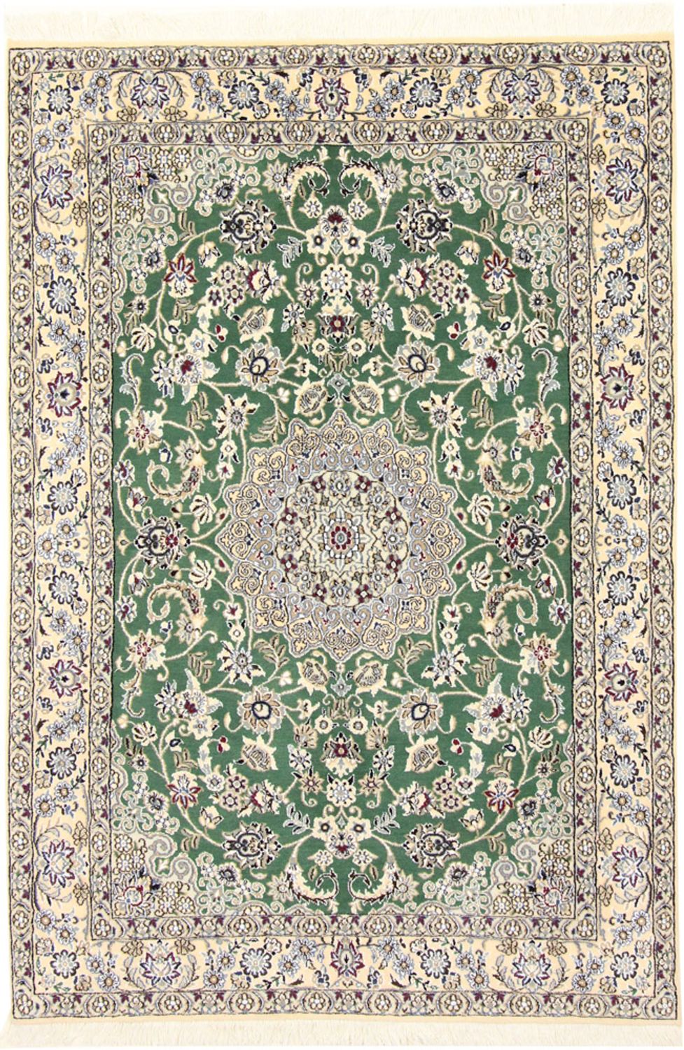 Alfombra Persa - Nain - Real - 198 x 130 cm - verde