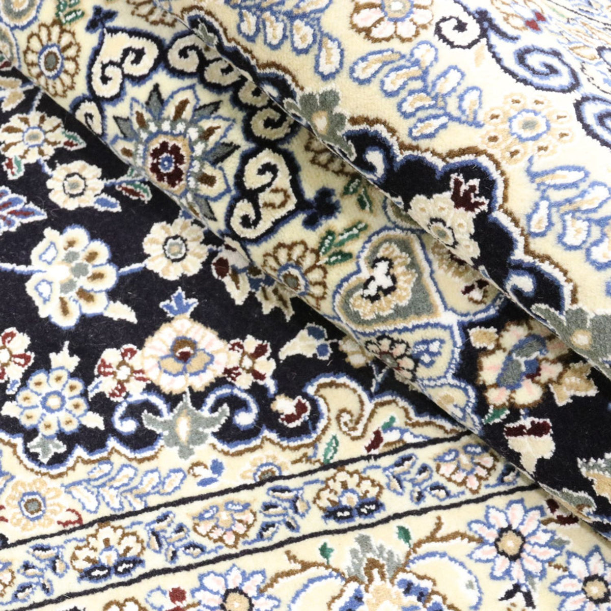 Alfombra Persa - Nain - Real - 202 x 130 cm - azul oscuro