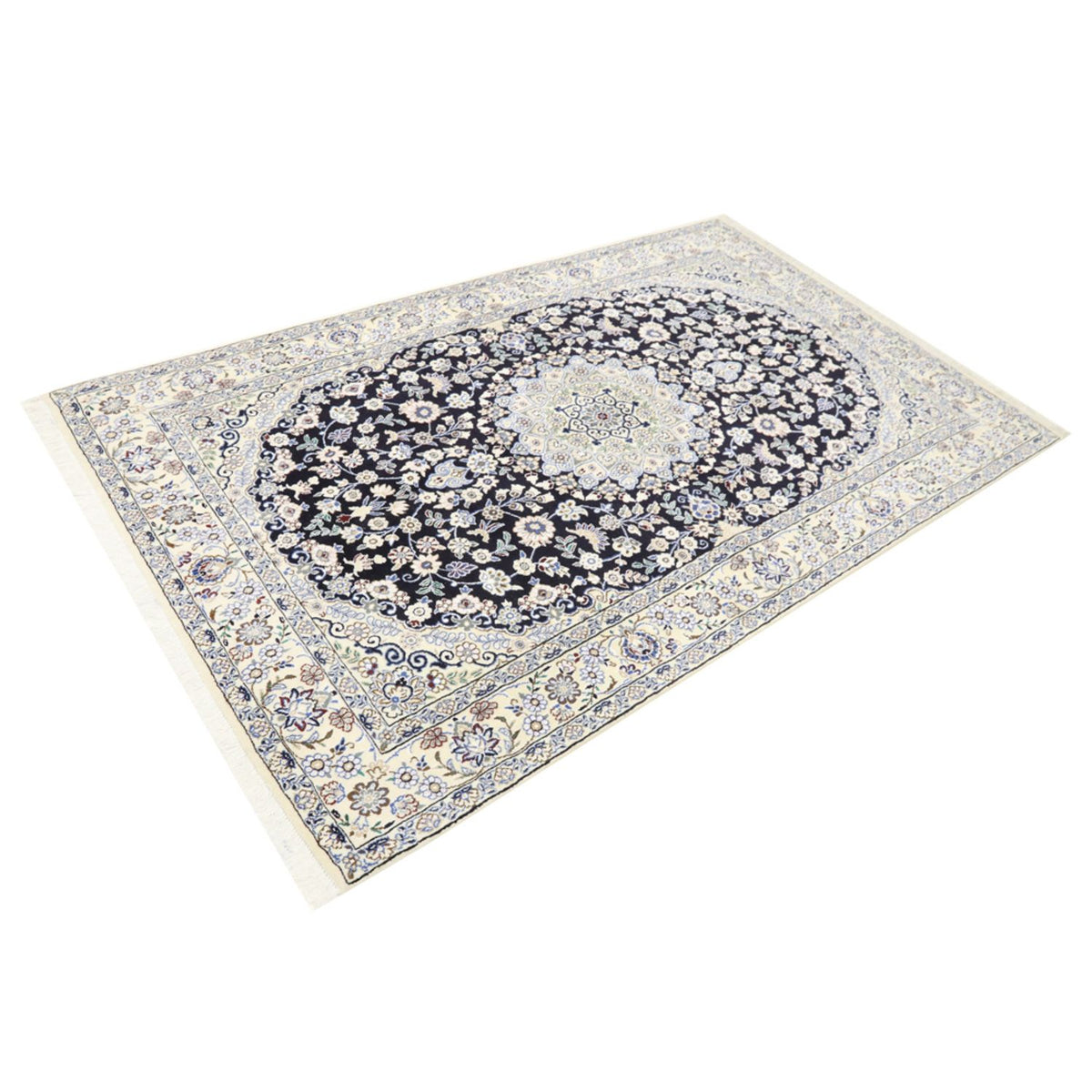 Alfombra Persa - Nain - Real - 202 x 130 cm - azul oscuro