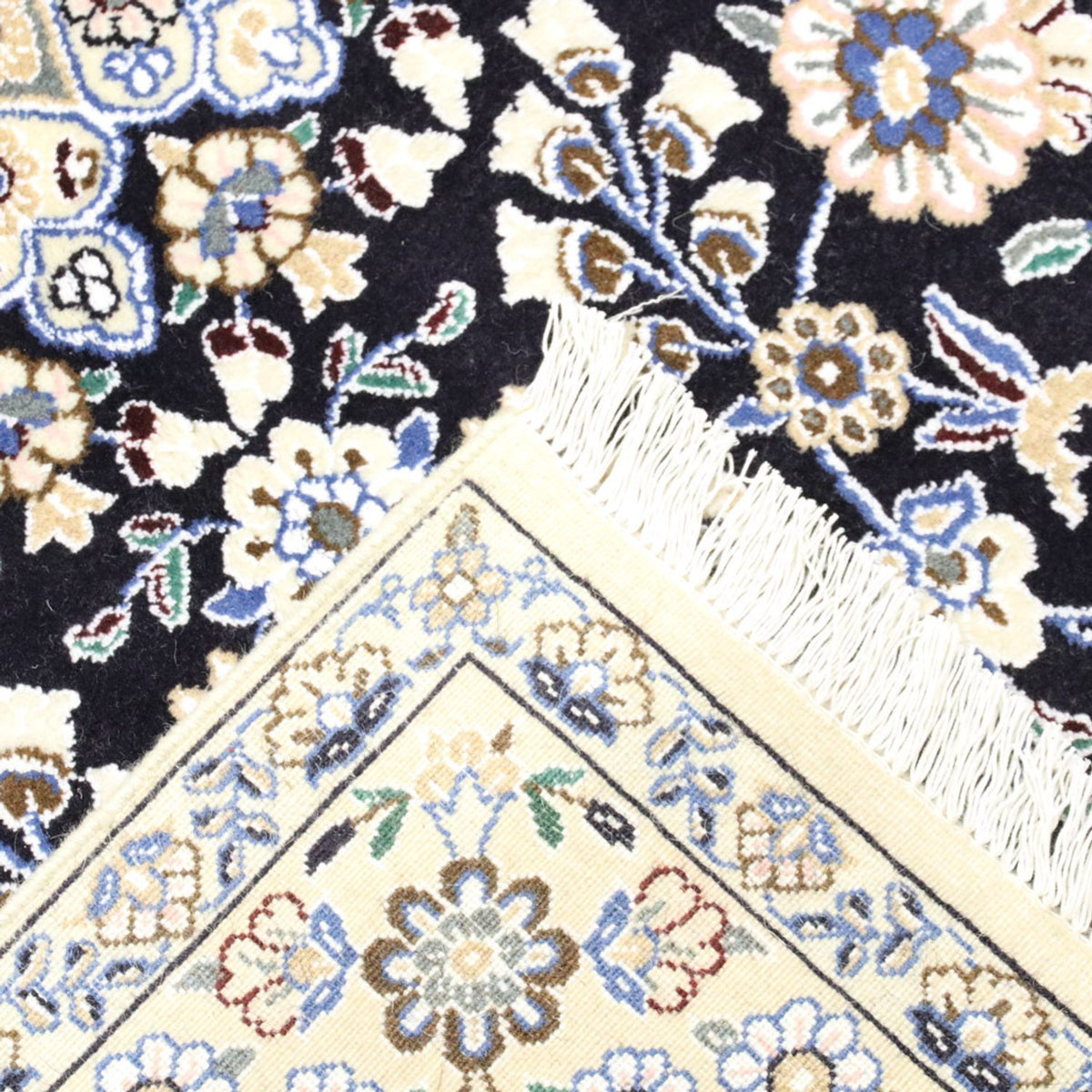 Alfombra Persa - Nain - Real - 202 x 130 cm - azul oscuro