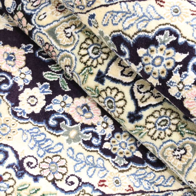 Alfombra Persa - Nain - Real - 204 x 128 cm - azul oscuro