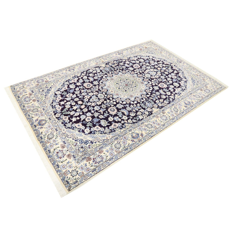 Alfombra Persa - Nain - Real - 204 x 128 cm - azul oscuro