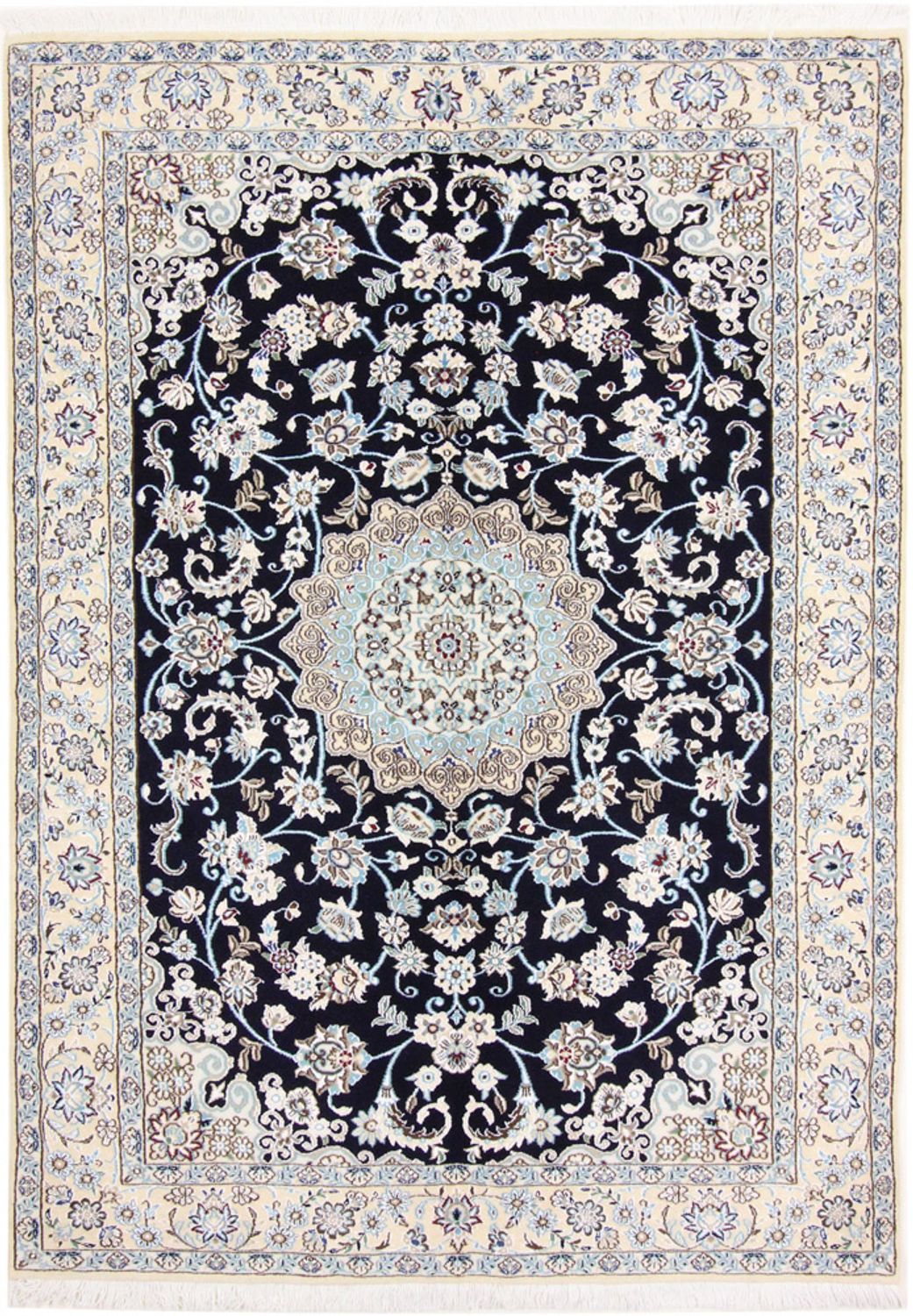 Alfombra Persa - Nain - Real - 206 x 147 cm - rojo vino
