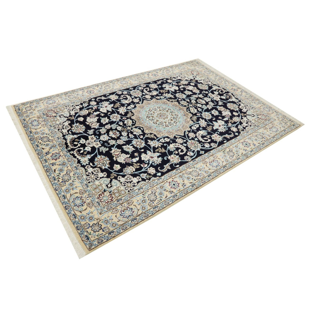 Alfombra Persa - Nain - Real - 206 x 147 cm - rojo vino