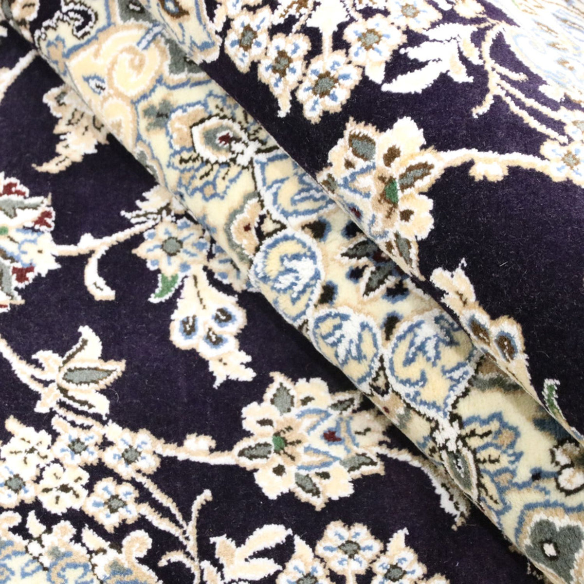 Alfombra Persa - Nain - Real - 246 x 154 cm - azul oscuro