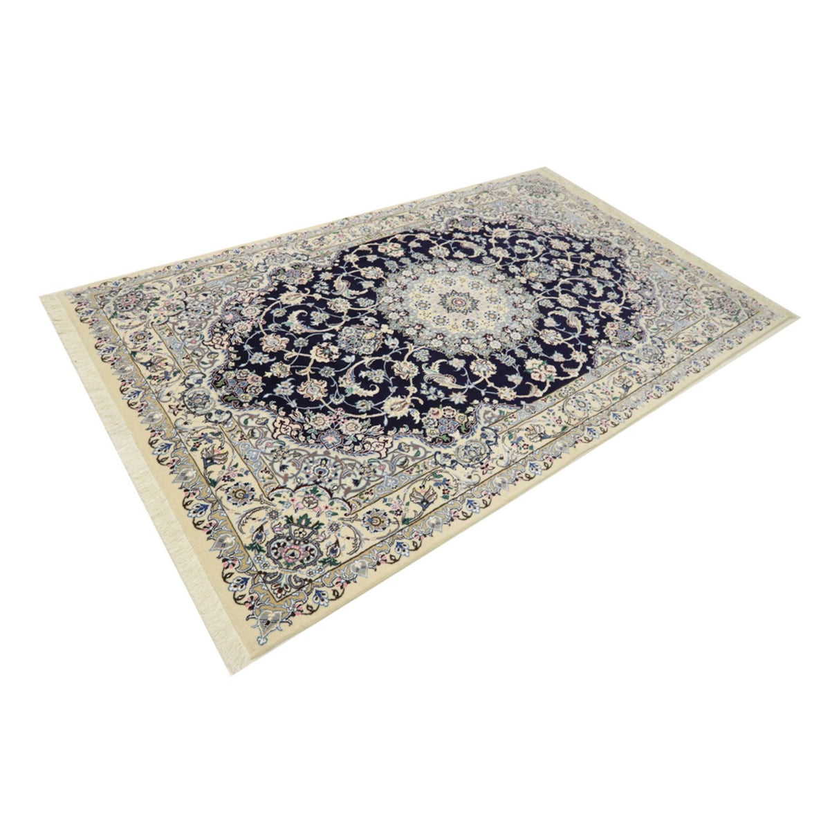 Alfombra Persa - Nain - Real - 247 x 156 cm - azul oscuro