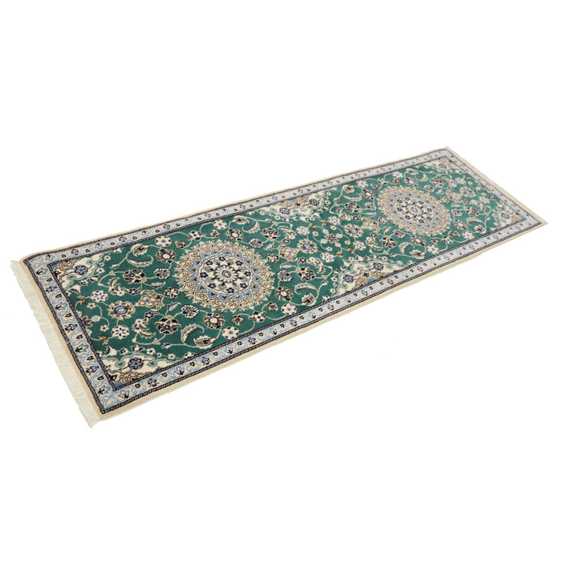 Alfombra de pasillo Alfombra Persa - Nain - Real - 200 x 60 cm - verde