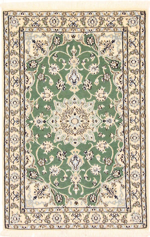 Alfombra Persa - Nain - Real - 98 x 64 cm - verde