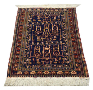 Alfombra afgana - 131 x 87 cm - azul oscuro