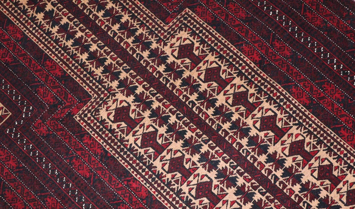 Alfombra afgana - 150 x 95 cm - rojo oscuro