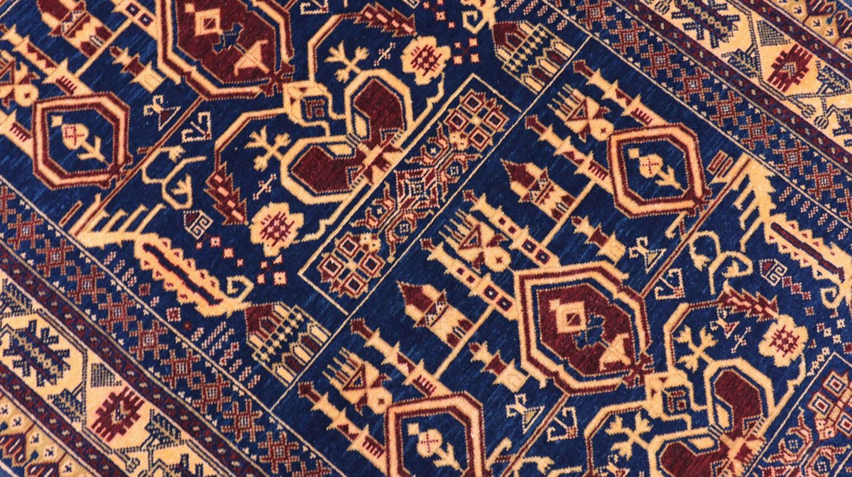Alfombra afgana - 144 x 95 cm - azul oscuro
