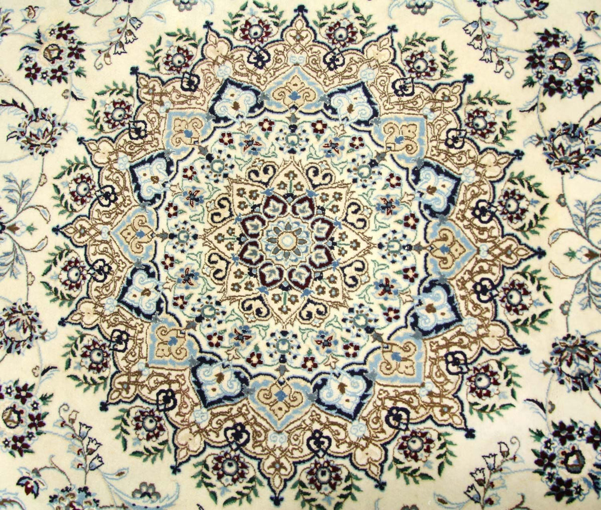 Alfombra persa - Nain redondo  - 250 x 250 cm - blanco natural