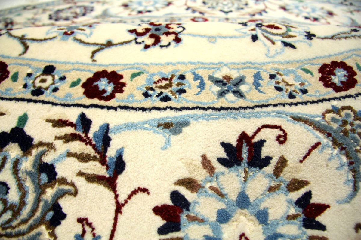 Alfombra persa - Nain redondo  - 250 x 250 cm - blanco natural