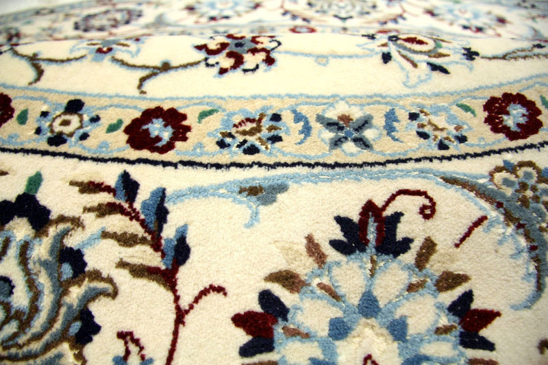 Alfombra persa - Nain redondo  - 250 x 250 cm - blanco natural