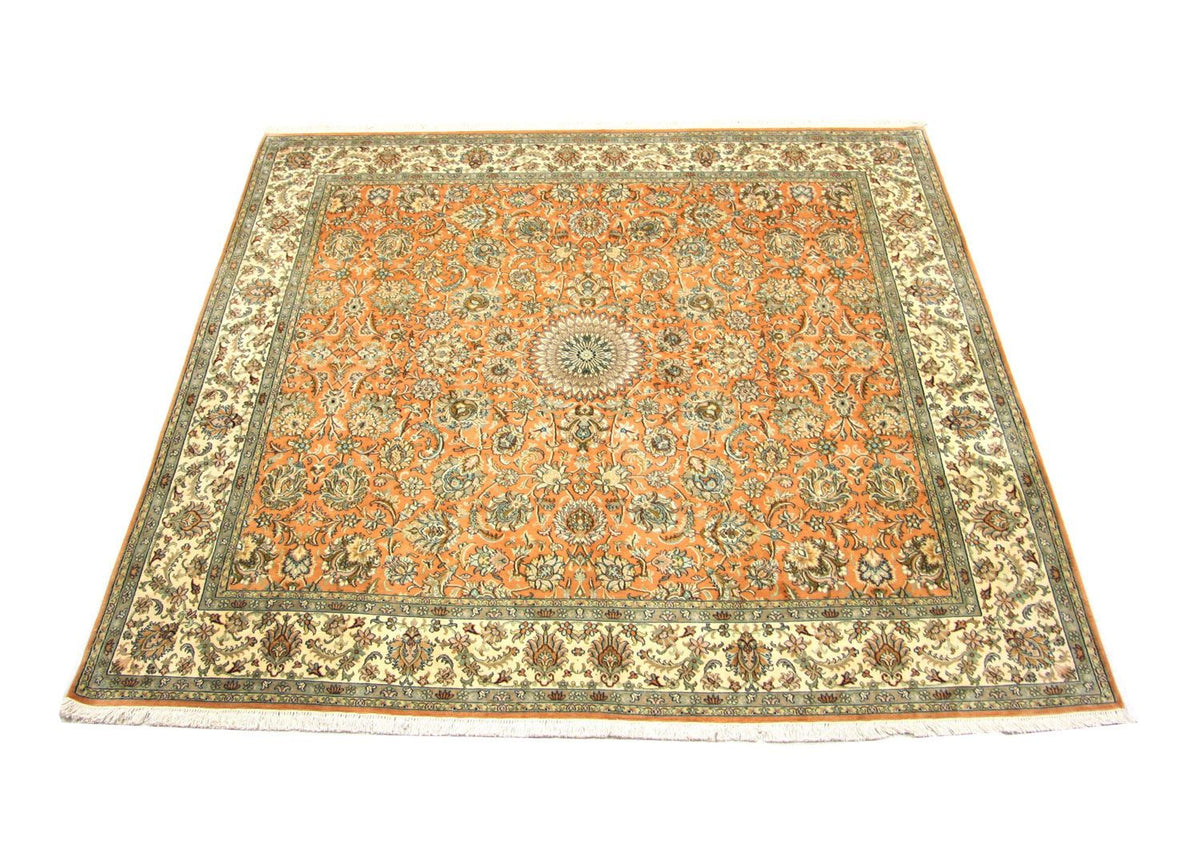 Alfombra de seda - Seda de Cachemira cuadrado - 216 x 211 cm - naranja