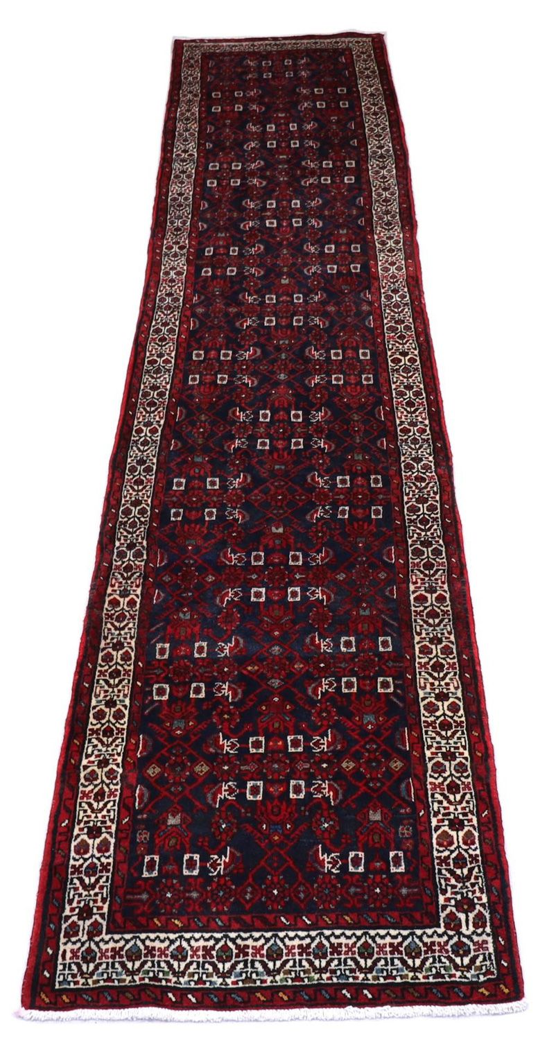 Alfombra de pasillo Alfombra oriental - 403 x 87 cm - azul oscuro