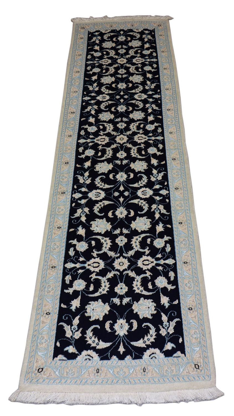 Alfombra de pasillo Alfombra persa - Nain - 300 x 84 cm - azul oscuro