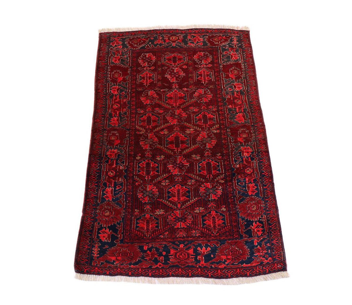 Alfombra afgana - 119 x 76 cm - rojo oscuro