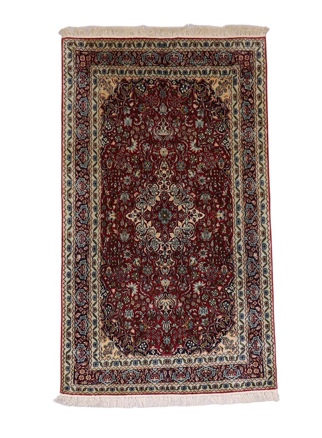 Alfombra de seda - Seda de Cachemira - 150 x 90 cm - rojo oscuro