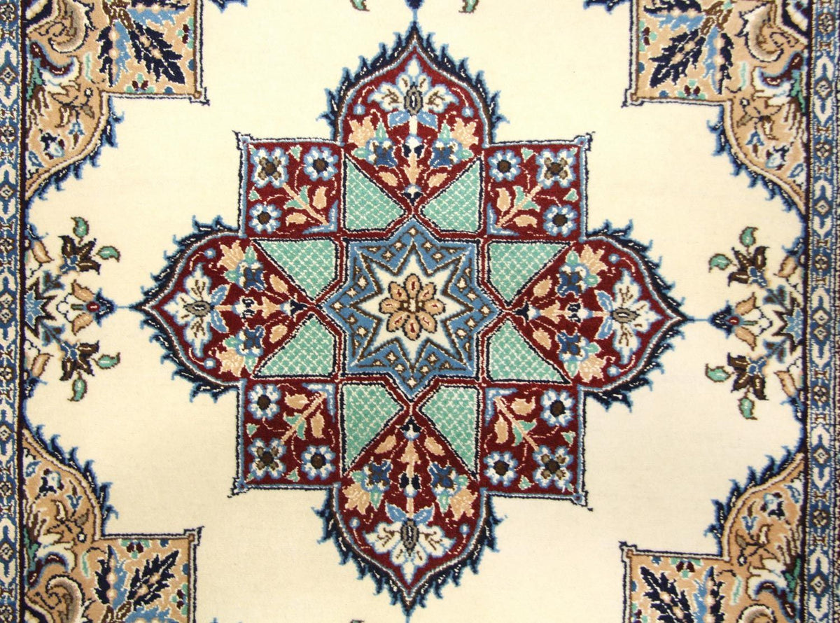 Alfombra persa - Nain cuadrado - 105 x 97 cm - blanco natural