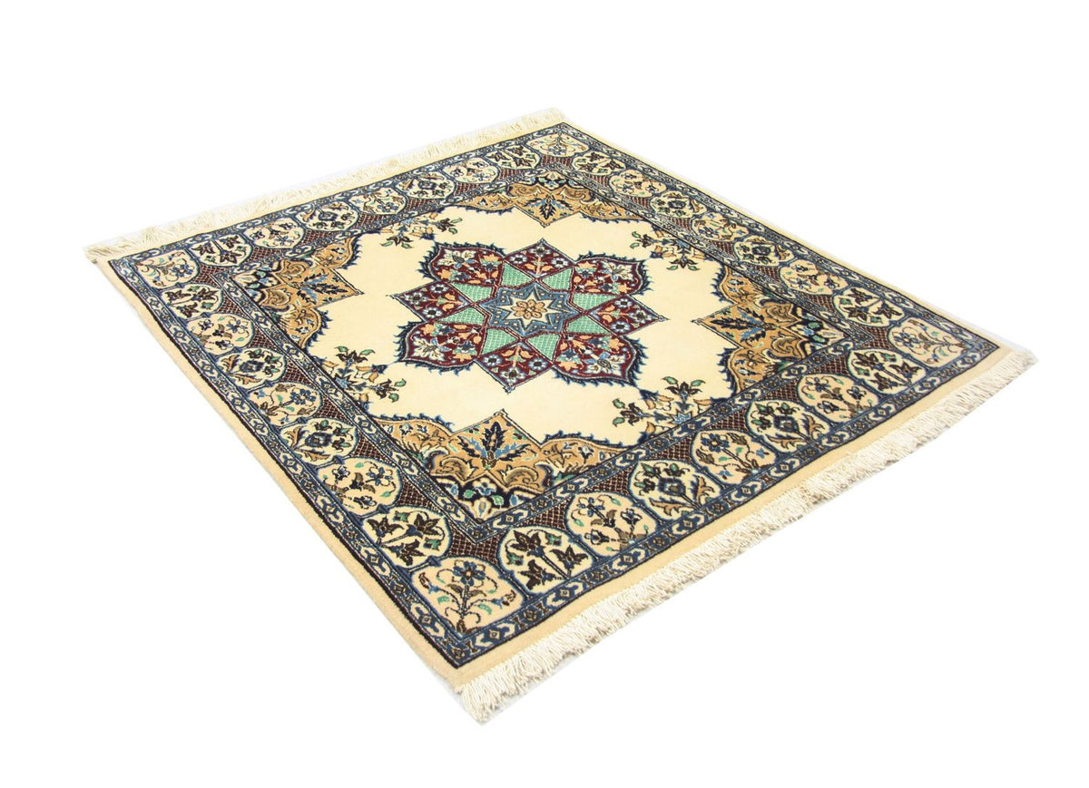 Alfombra persa - Nain cuadrado - 105 x 97 cm - blanco natural