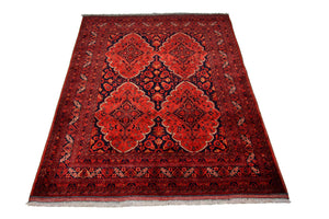 Alfombra afgana - Kunduz - 274 x 197 cm - rojo