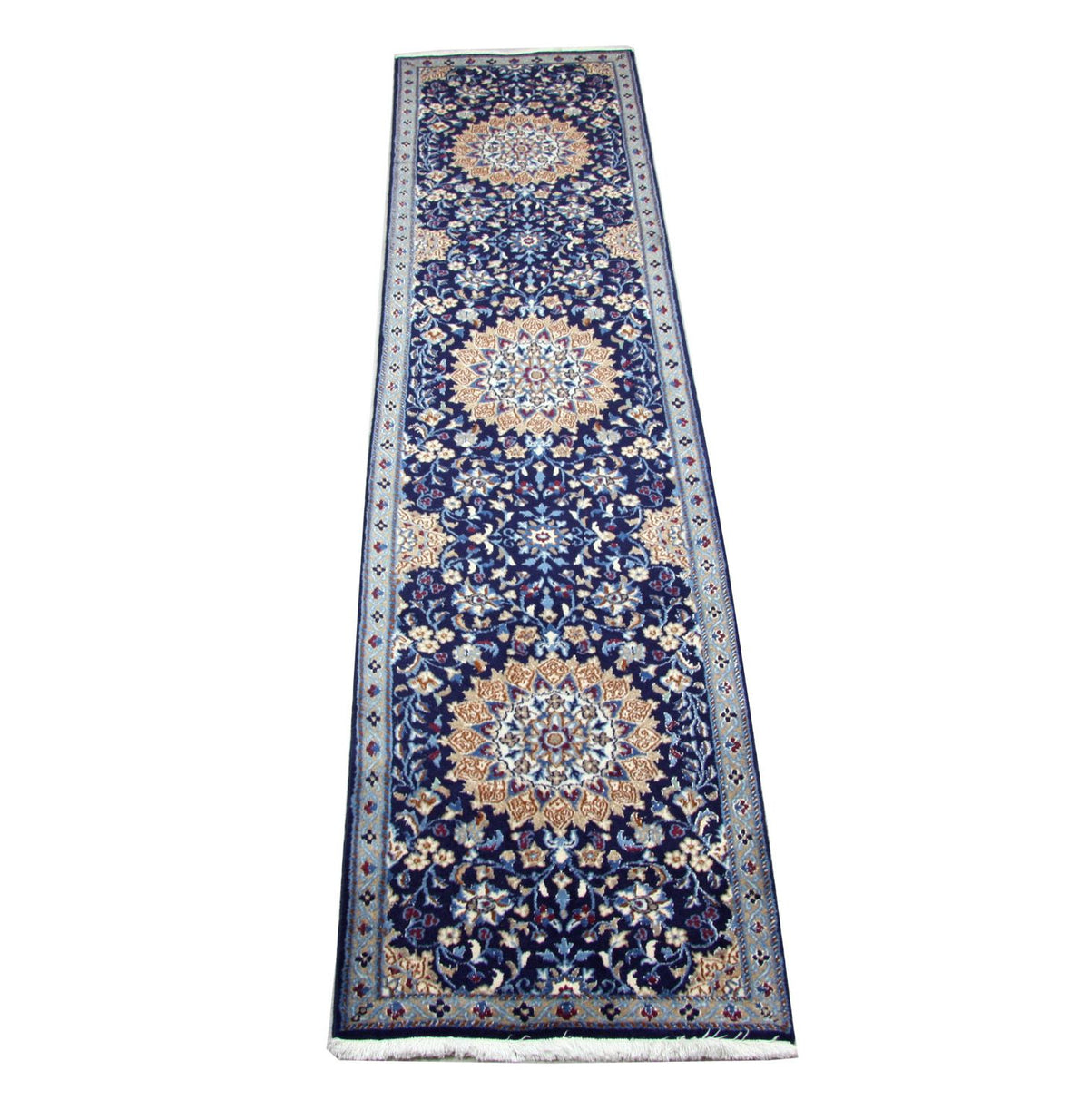 Alfombra de pasillo Alfombra persa - Nain - 340 x 80 cm - azul