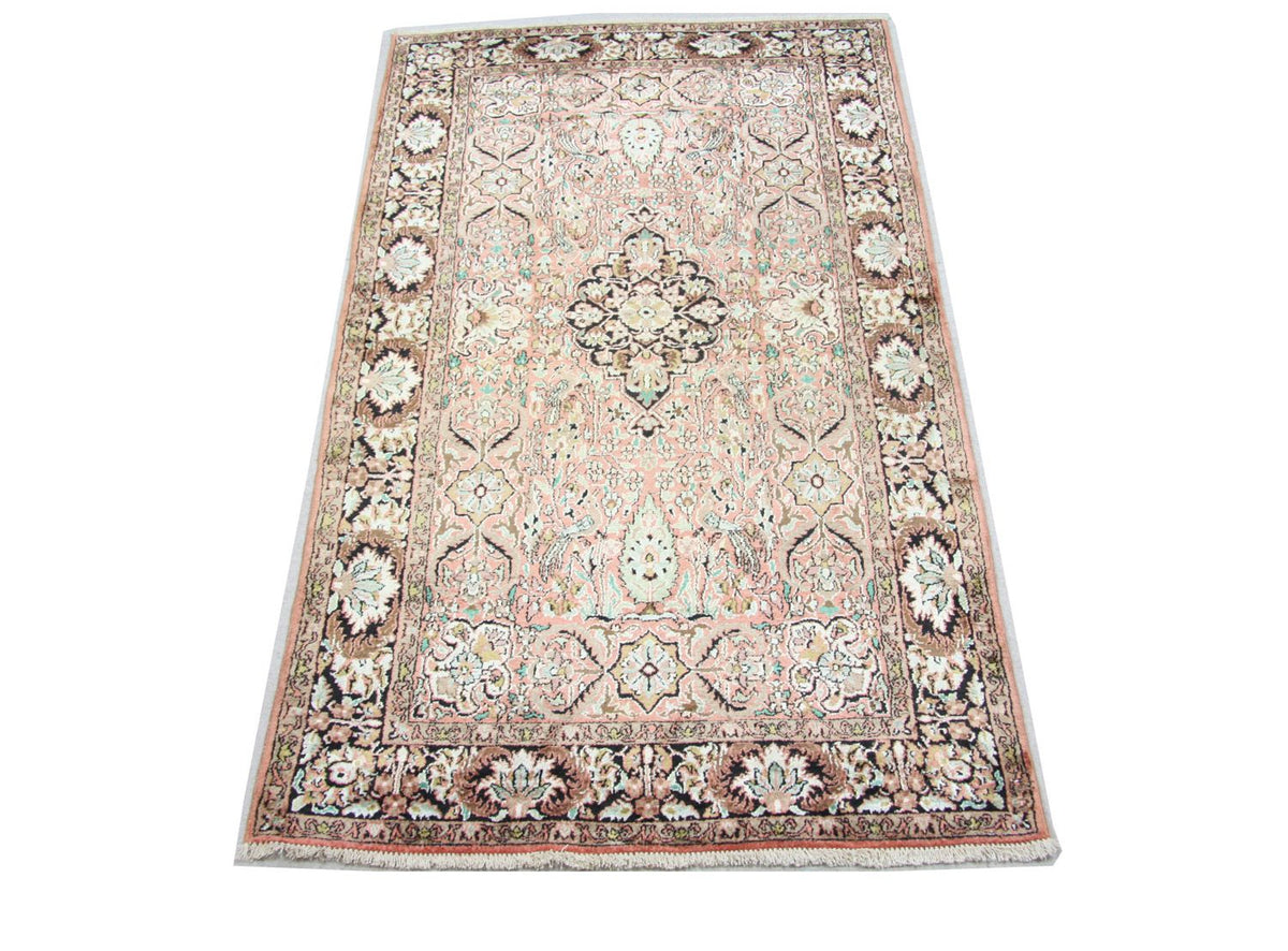 Alfombra de seda - Seda de Cachemira - 164 x 91 cm - marrón