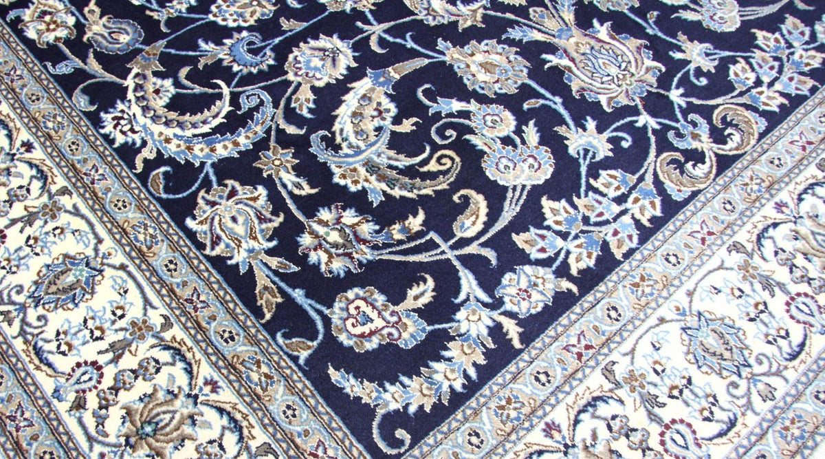 Alfombra persa - Nain - 334 x 245 cm - azul oscuro