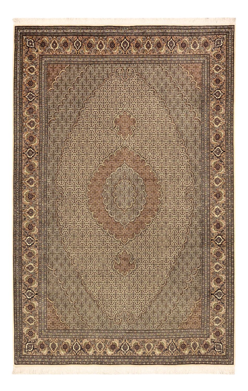 Alfombra Persa - Tabriz - Real - Real - 302 x 200 cm - beige oscuro