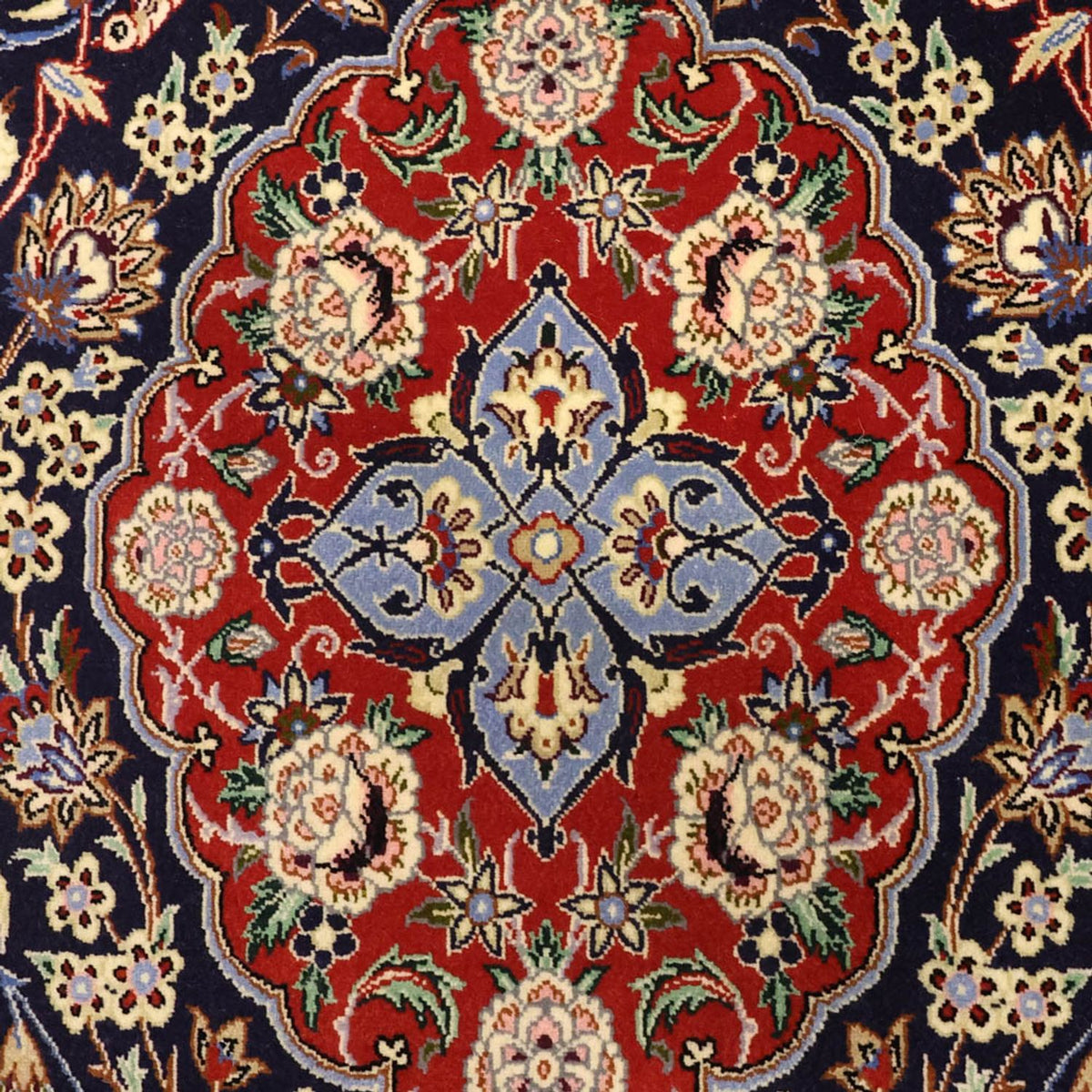 Alfombra oriental - Isfahan - Urdimbre de seda - 166 x 114 cm - azul oscuro