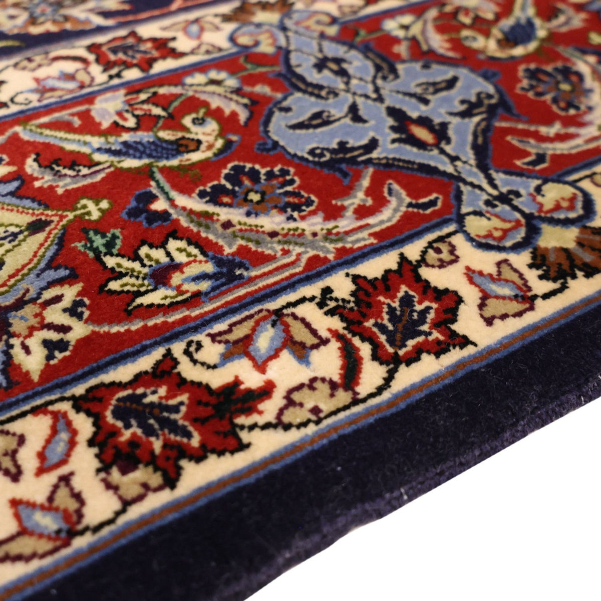 Alfombra oriental - Isfahan - Urdimbre de seda - 166 x 114 cm - azul oscuro